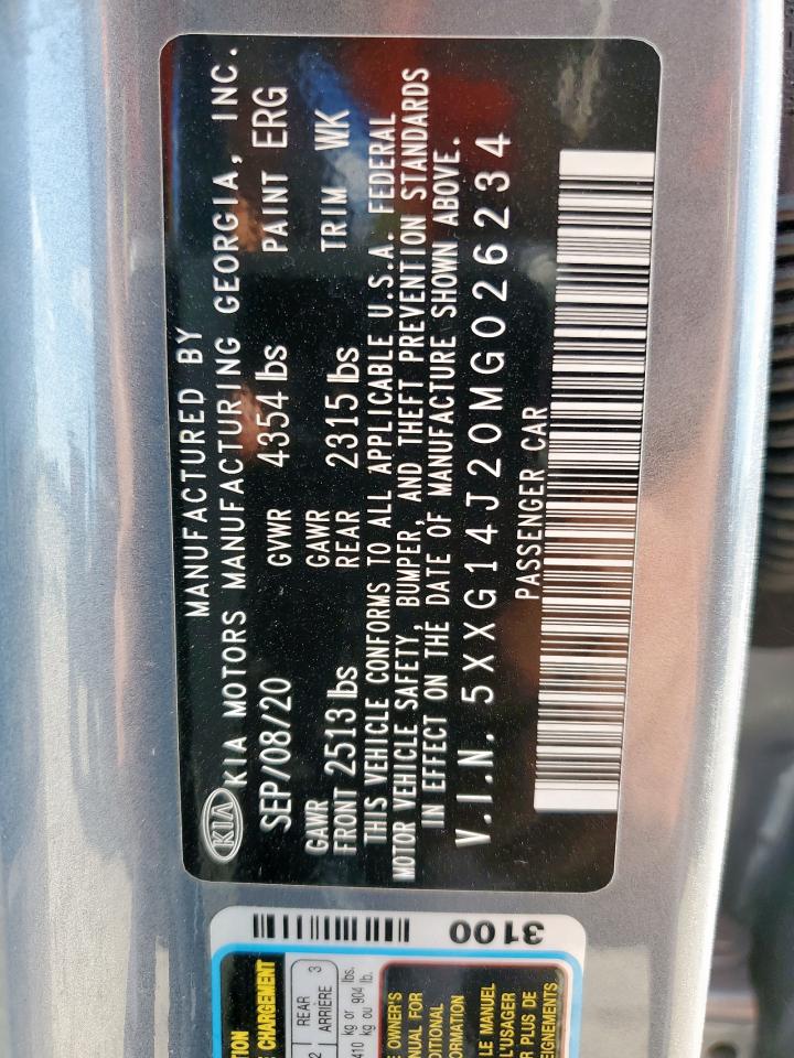 2021 Kia K5 Lxs VIN: 5XXG14J20MG026234 Lot: 82399925