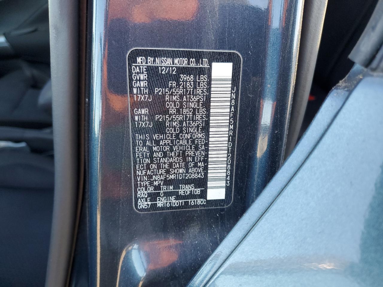2013 Nissan Juke S VIN: JN8AF5MR1DT208843 Lot: 82568025