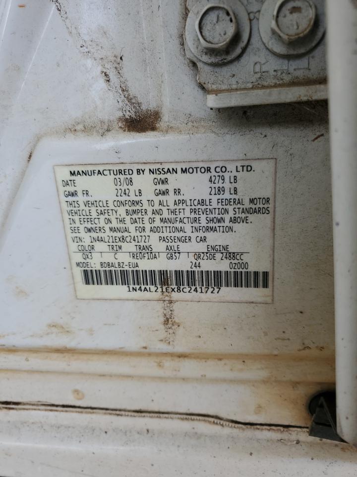 2008 Nissan Altima 2.5 VIN: 1N4AL21EX8C241727 Lot: 82305535