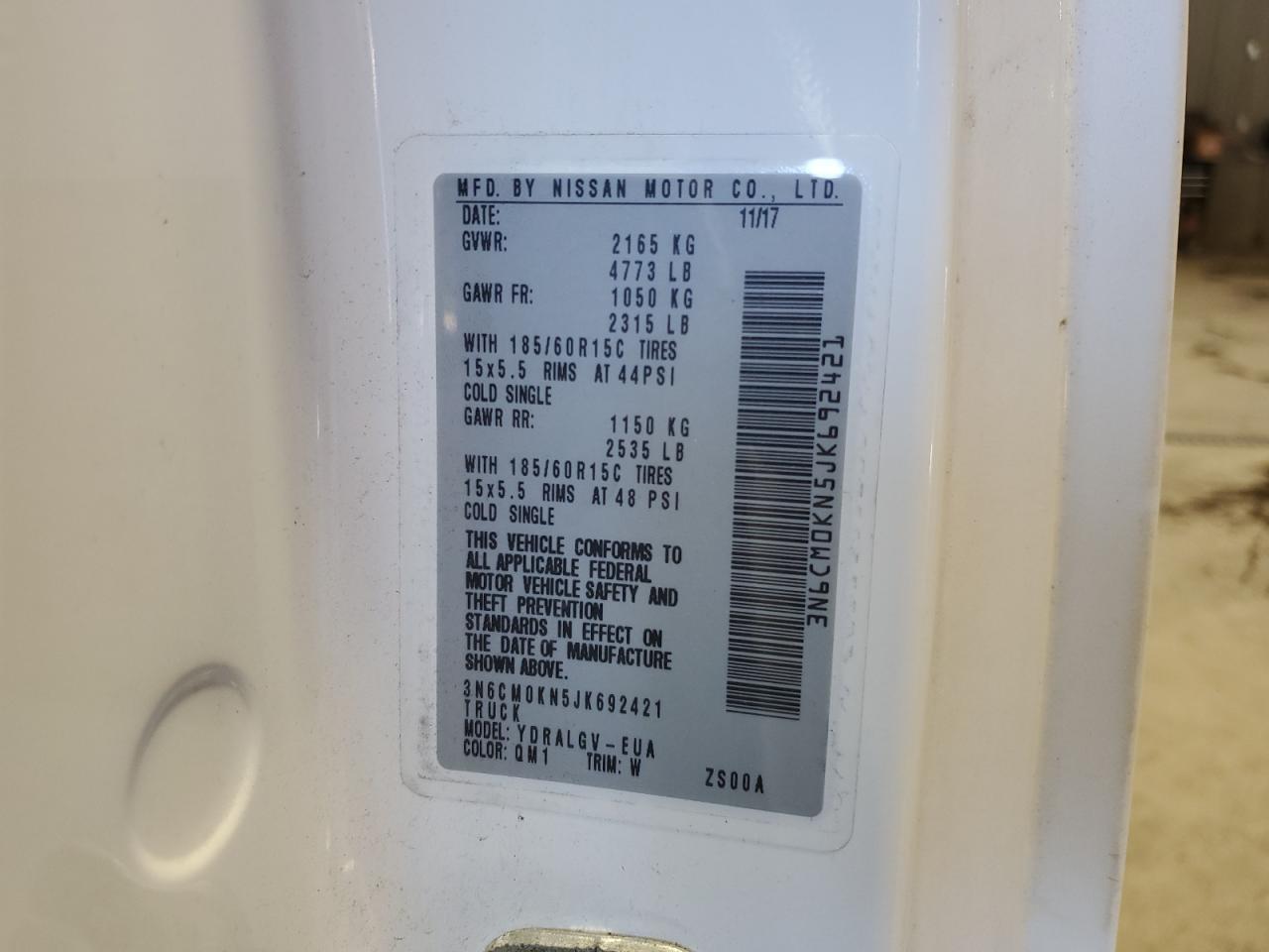 2018 Nissan Nv200 2.5S VIN: 3N6CM0KN5JK692421 Lot: 84474395