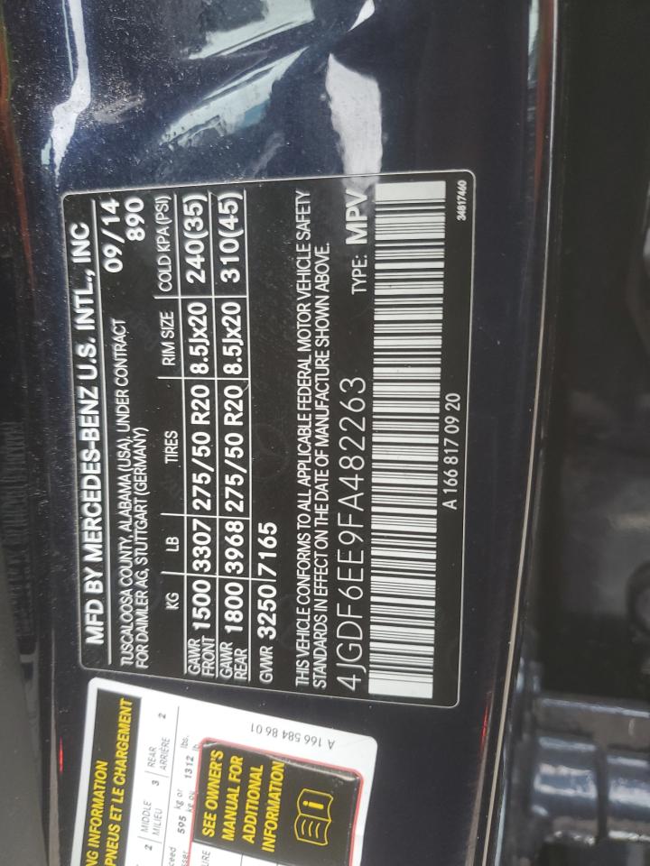 2015 Mercedes-Benz Gl 450 4Matic VIN: 4JGDF6EE9FA482263 Lot: 90646105