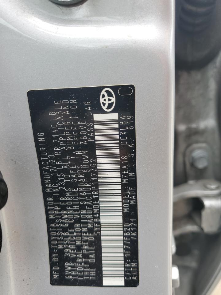 2024 Toyota Corolla Le VIN: 5YFB4MDE1RP117762 Lot: 86308035