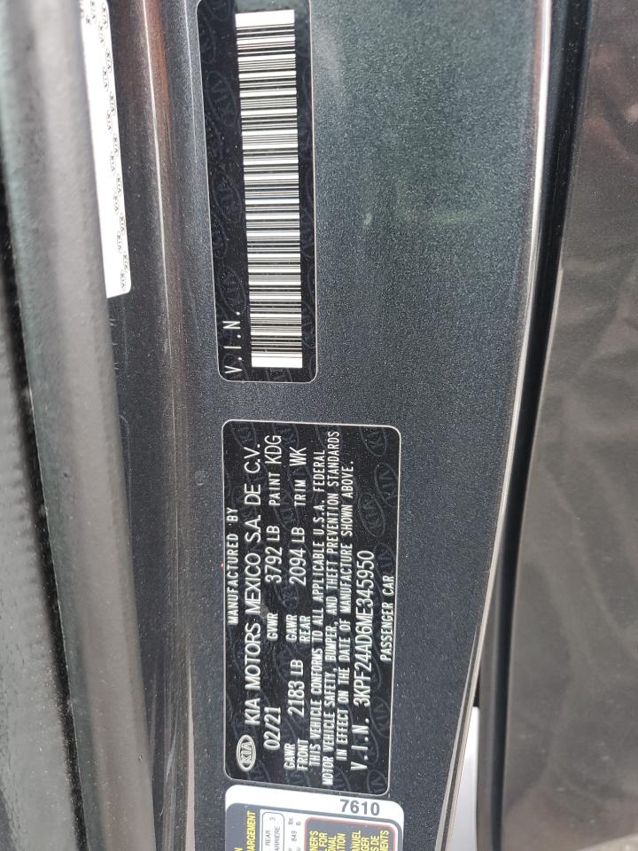 2021 Kia Forte Fe VIN: 3KPF24AD6ME345950 Lot: 89894115