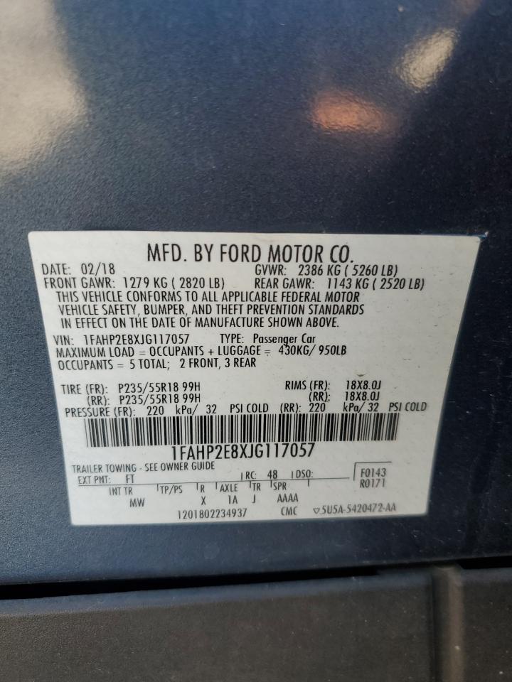 2018 Ford Taurus Sel VIN: 1FAHP2E8XJG117057 Lot: 85582385