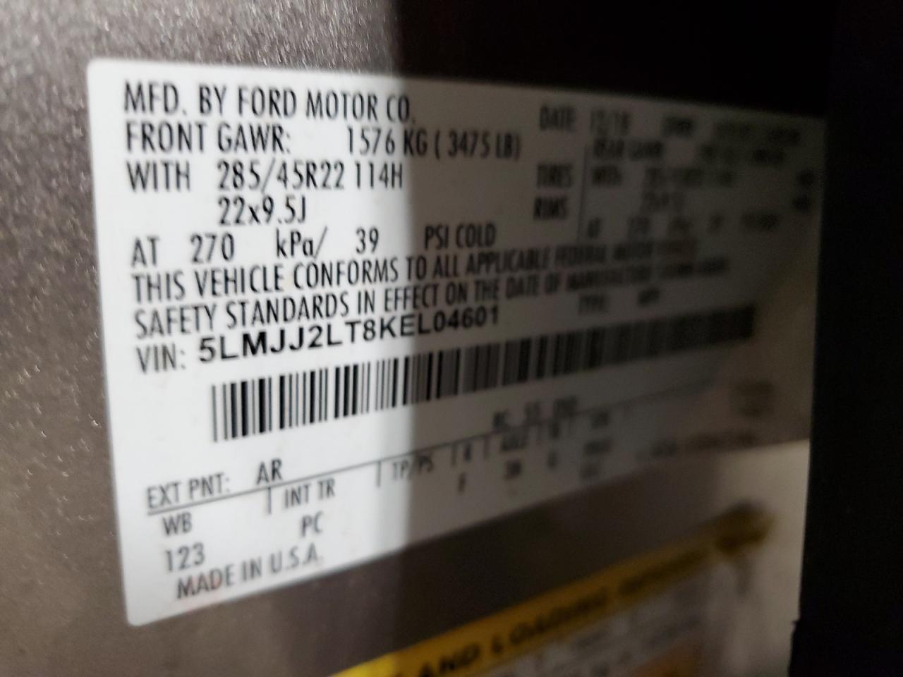 2019 Lincoln Navigator Reserve VIN: 5LMJJ2LT8KEL04601 Lot: 86327855