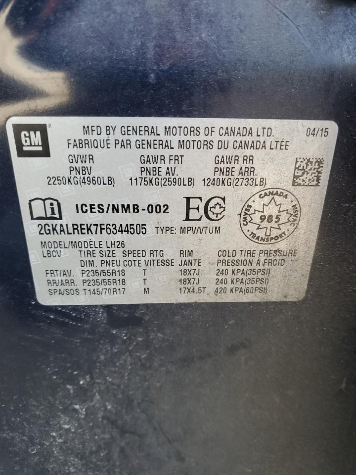 2015 GMC Terrain Sle VIN: 2GKALREK7F6344505 Lot: 84480185