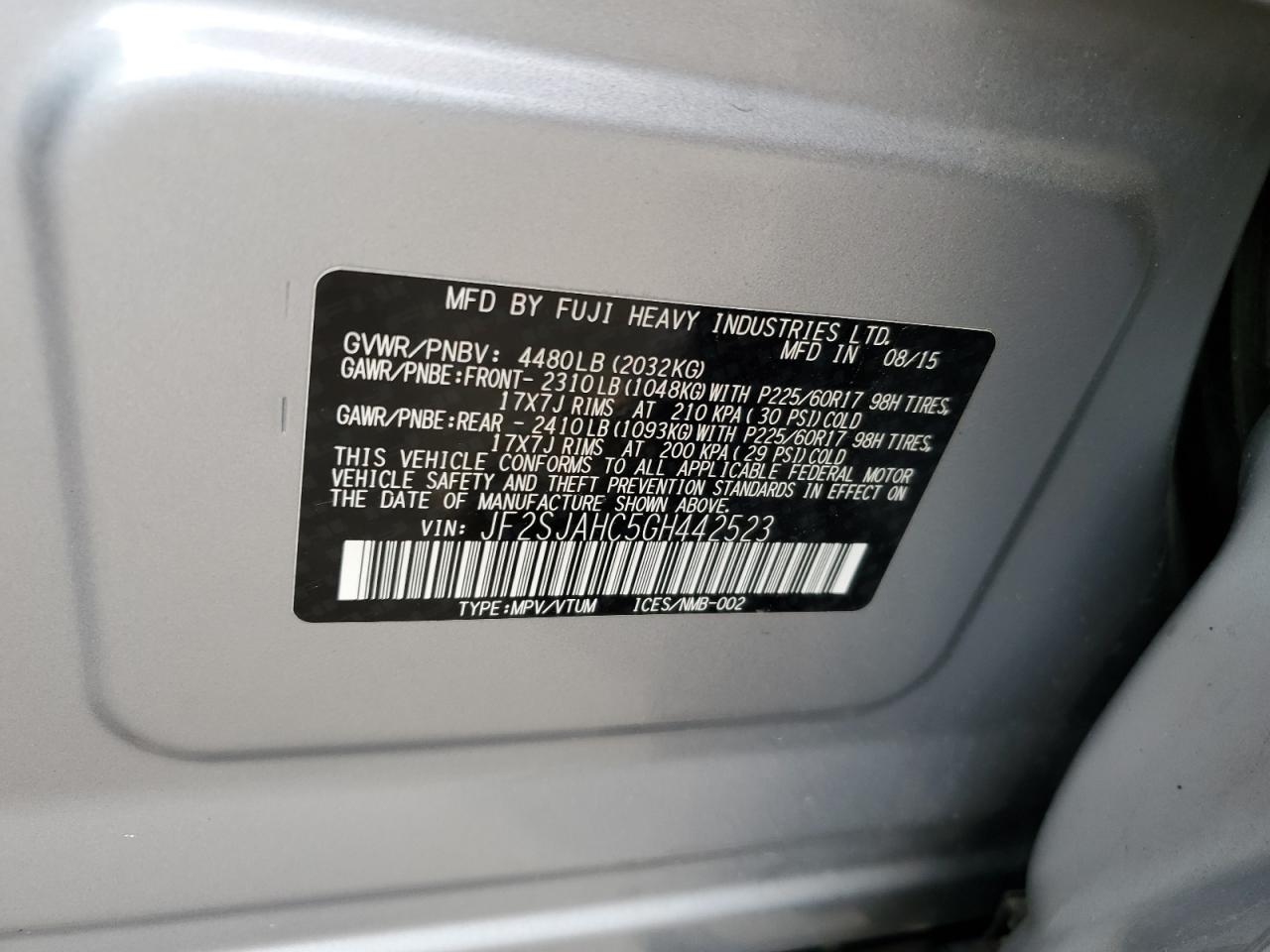 2016 Subaru Forester 2.5I Limited VIN: JF2SJAHC5GH442523 Lot: 81933045