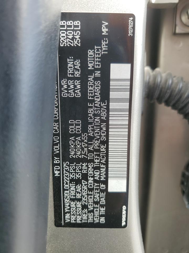 2012 Volvo Xc60 3.2 VIN: YV4952DL0C2237375 Lot: 91021865