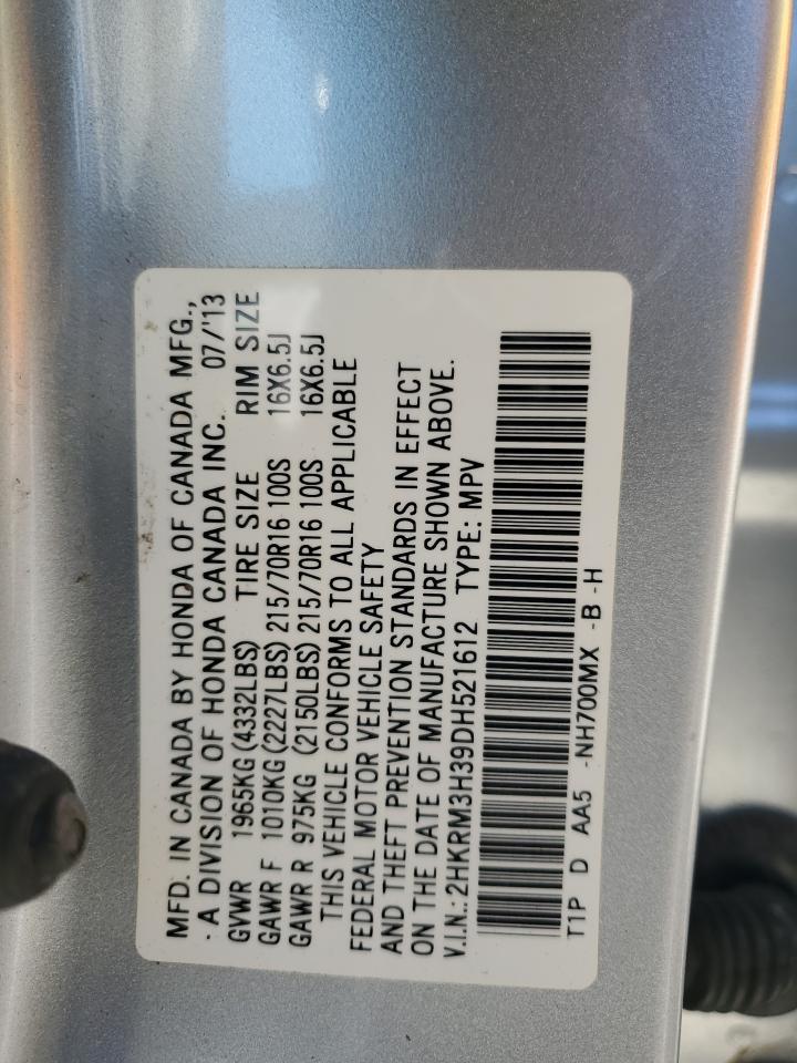 2013 Honda Cr-V Lx VIN: 2HKRM3H39DH521612 Lot: 85781875