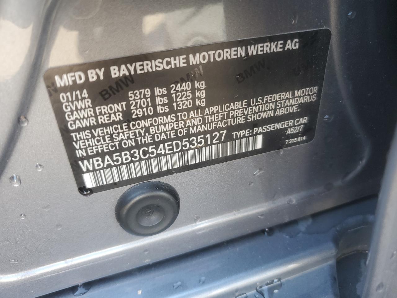 2014 BMW 535 Xi VIN: WBA5B3C54ED535127 Lot: 85128895