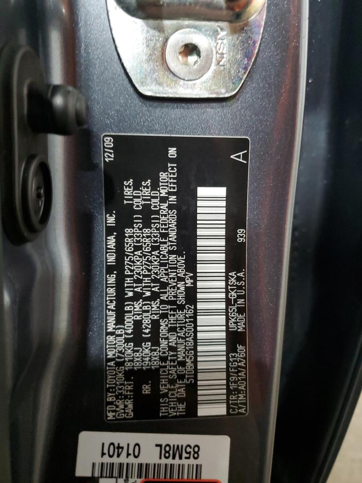 2010 Toyota Sequoia Sr5 VIN: 5TDBM5G18AS001162 Lot: 89591405