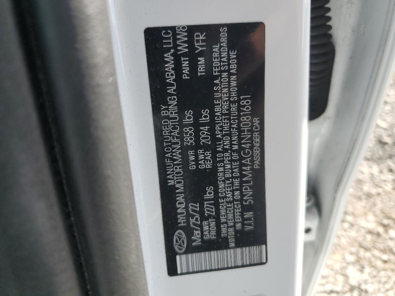 2022 Hyundai Elantra Sel VIN: 5NPLM4AG4NH081681 Lot: 85152145