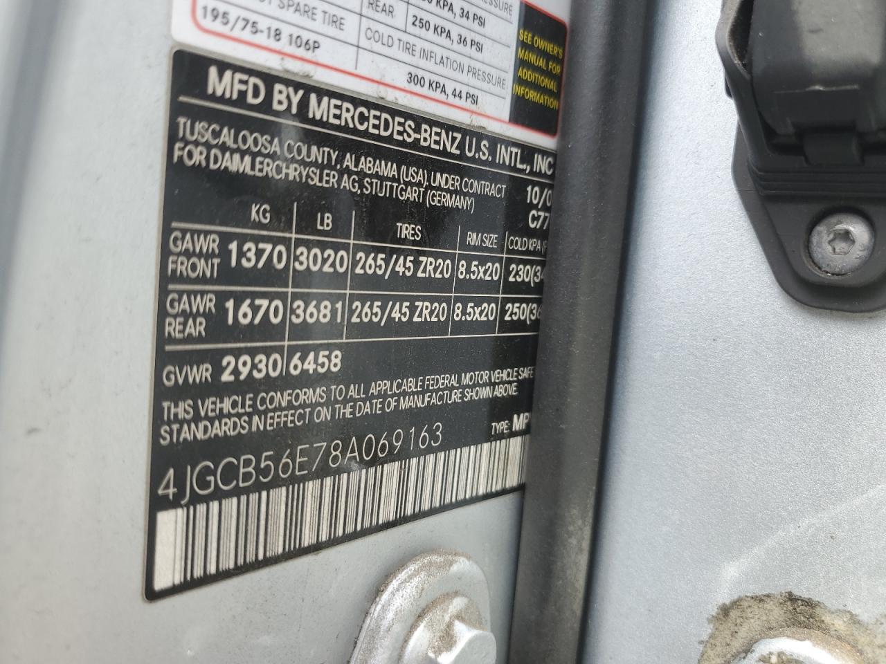 2008 Mercedes-Benz R 350 VIN: 4JGCB56E78A069163 Lot: 82218645