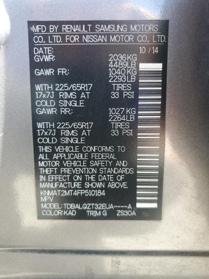 2015 Nissan Rogue S VIN: KNMAT2MT4FP510184 Lot: 82353885