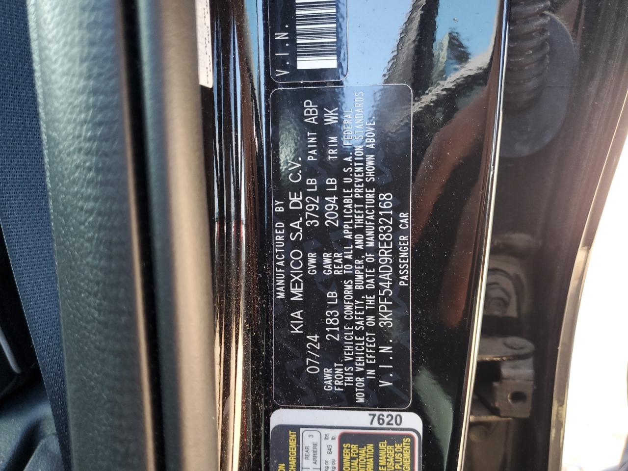 2024 Kia Forte Gt Line VIN: 3KPF54AD9RE832168 Lot: 86868055