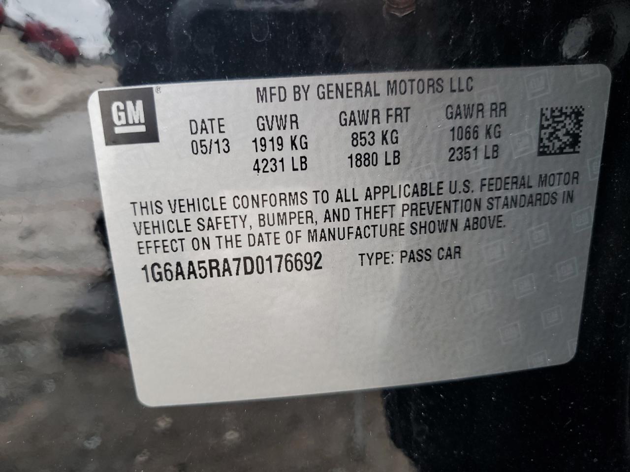 2013 Cadillac Ats VIN: 1G6AA5RA7D0176692 Lot: 82581705