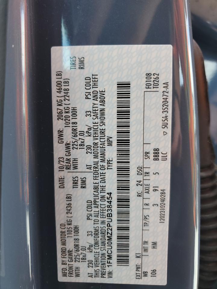 2023 Ford Escape St Line VIN: 1FMCU0MZ2PUB38454 Lot: 86061435