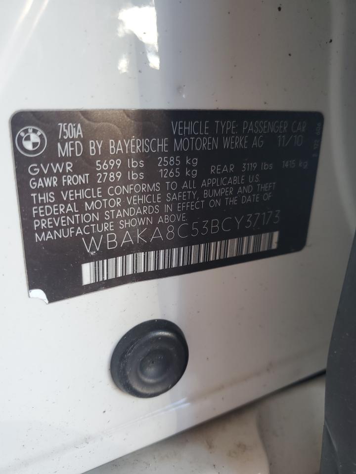 2011 BMW 750 I VIN: WBAKA8C53BCY37173 Lot: 86538375