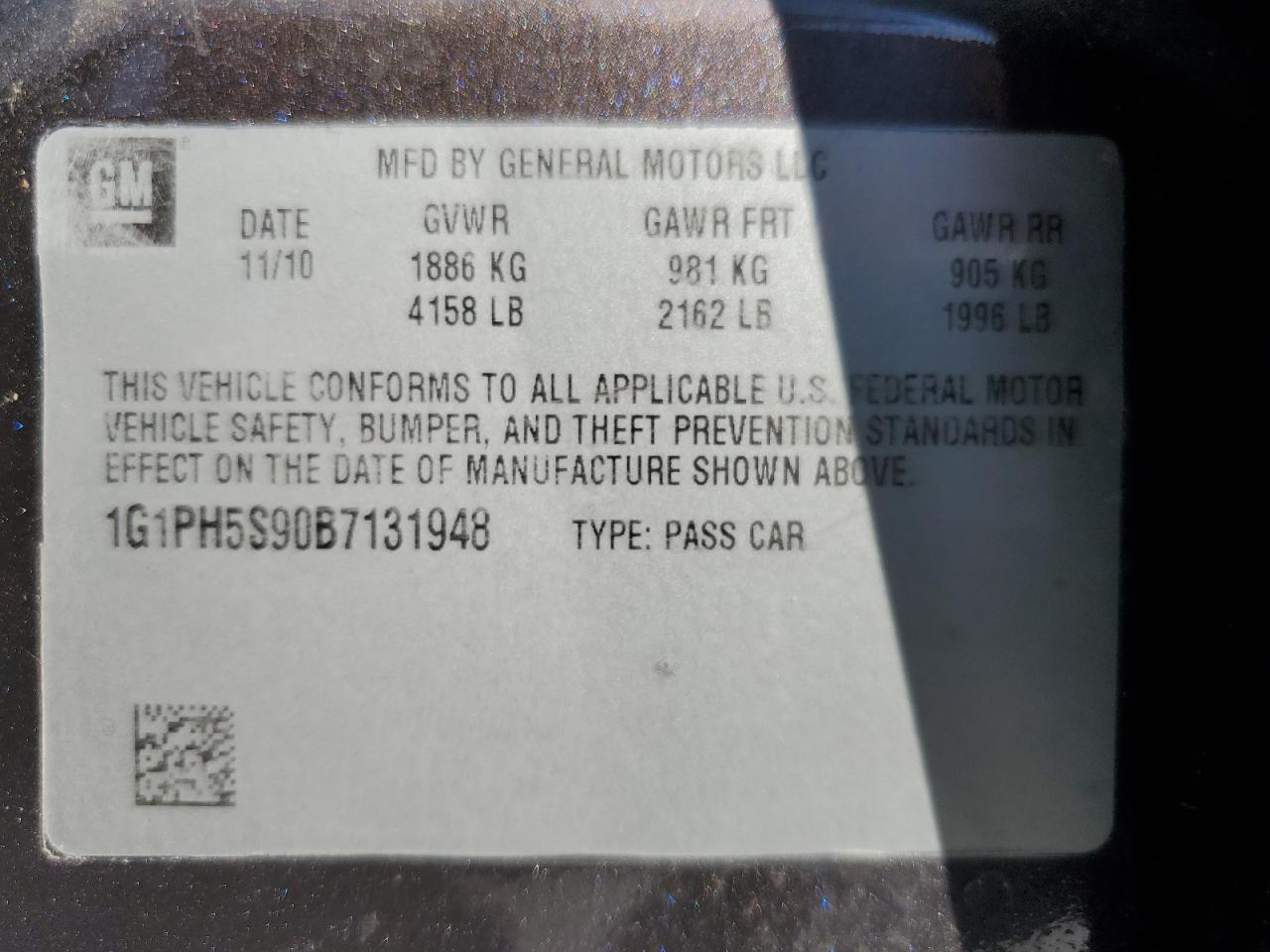 2011 Chevrolet Cruze Ltz VIN: 1G1PH5S90B7131948 Lot: 86243145