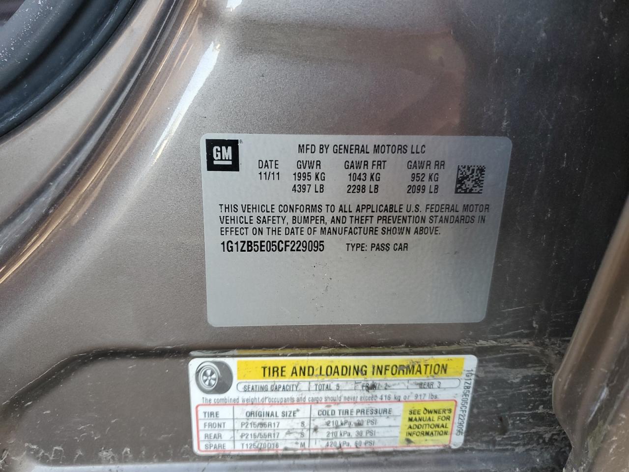 2012 Chevrolet Malibu Ls VIN: 1G1ZB5E05CF229095 Lot: 85526685