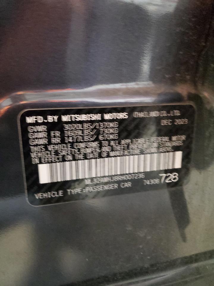 2024 Mitsubishi Mirage Se VIN: ML32AWHJ8RH007236 Lot: 91098785