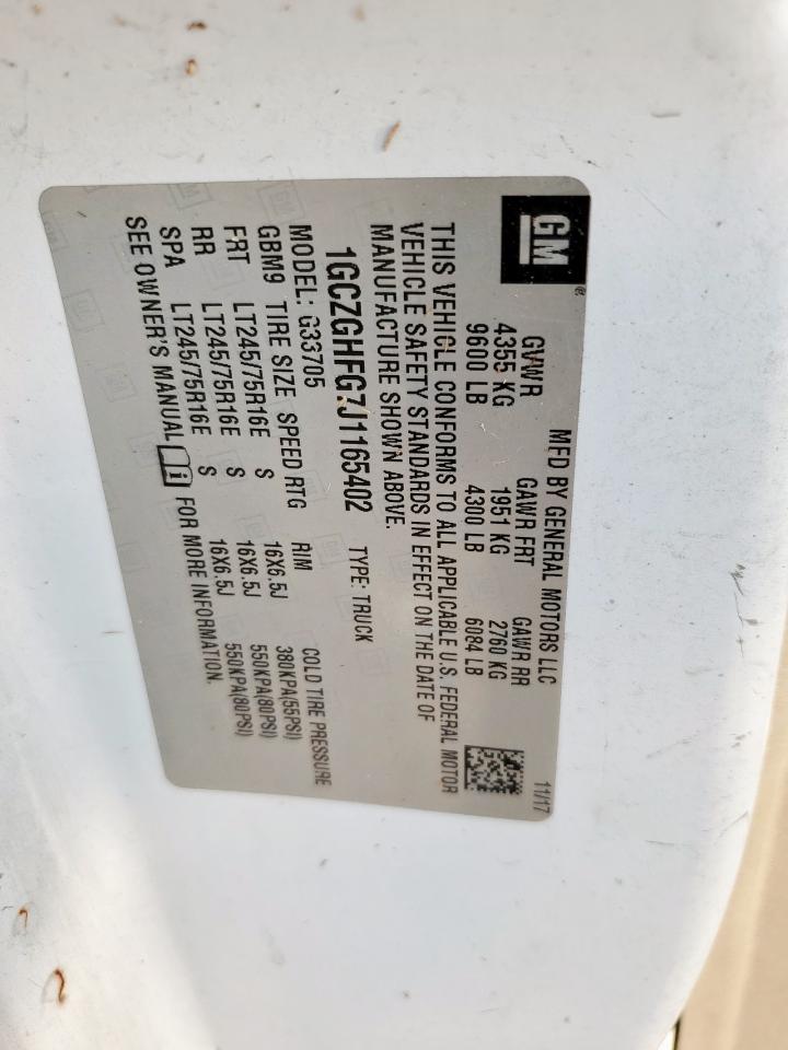 2018 Chevrolet Express G3500 VIN: 1GCZGHFG7J1165402 Lot: 84300385