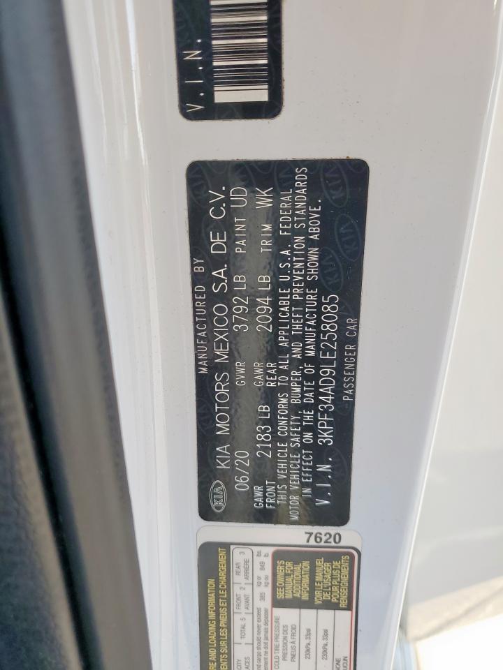 2020 Kia Forte Gt Line VIN: 3KPF34AD9LE258085 Lot: 82462405