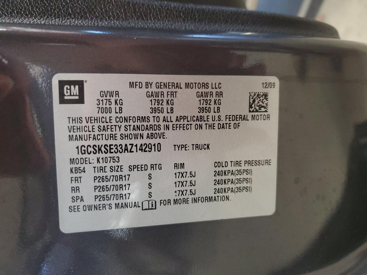 2010 Chevrolet Silverado K1500 Lt VIN: 1GCSKSE33AZ142910 Lot: 85585615