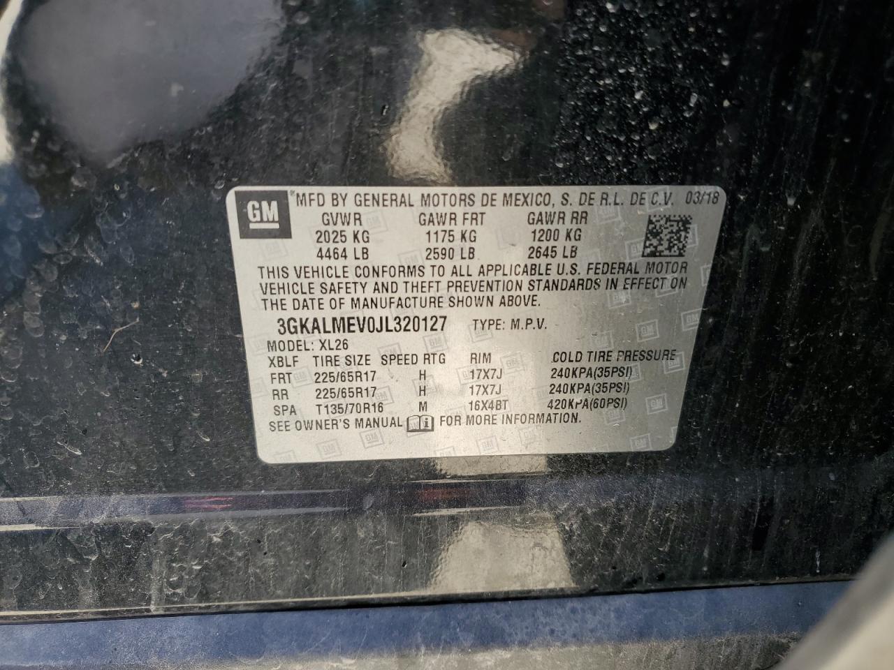 2015 Gm Ev1 Uk VIN: 3GKALMEV0JL320127 Lot: 82414465