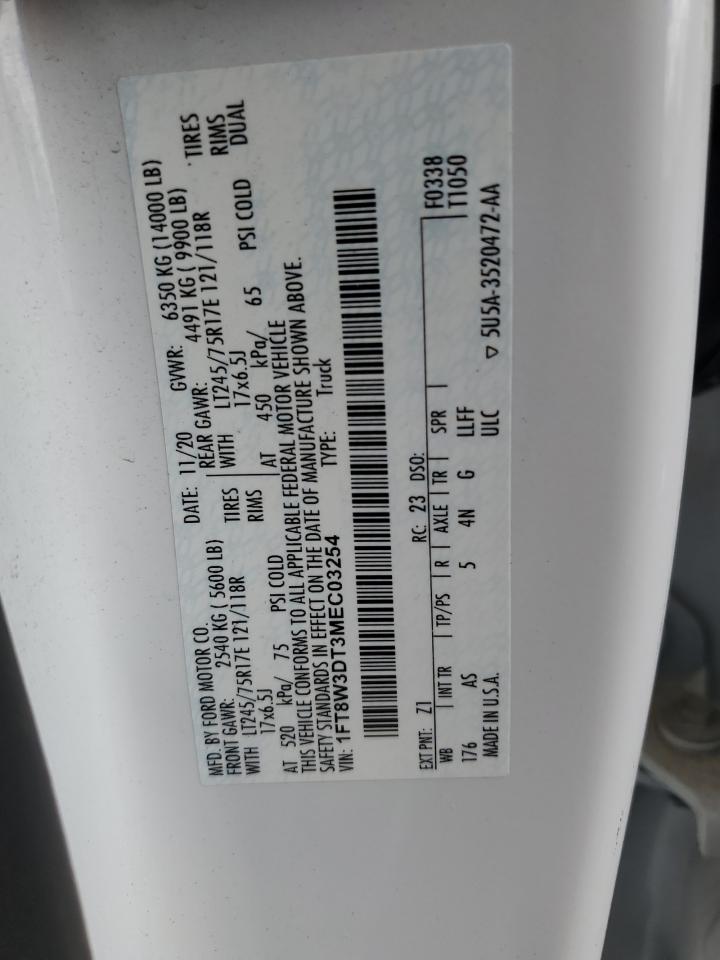2021 Ford F350 Super Duty VIN: 1FT8W3DT3MEC03254 Lot: 90460535