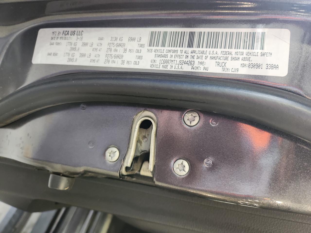 2018 Ram 1500 Sport VIN: 1C6RR7MT1JS244263 Lot: 82687815