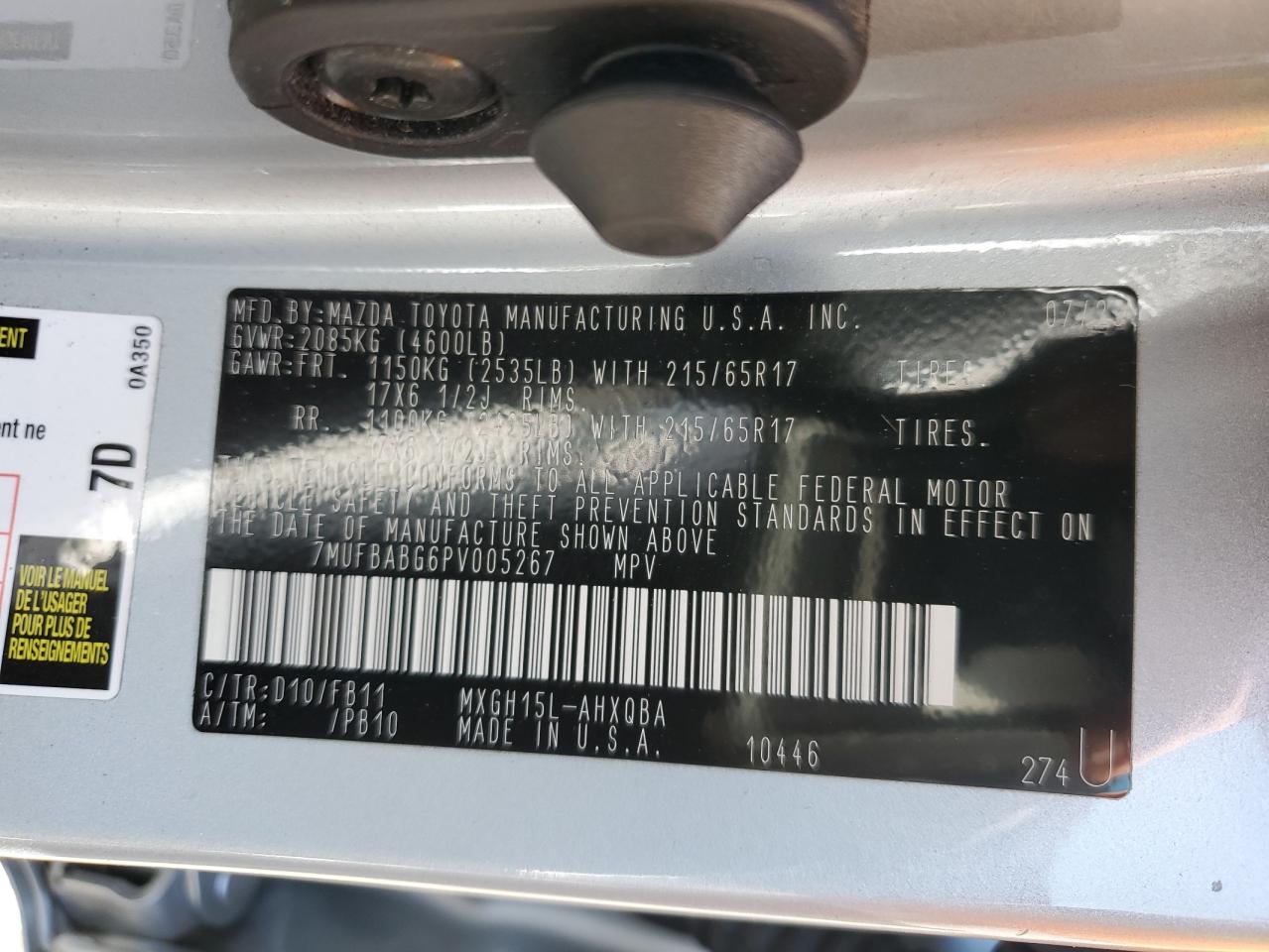 2023 Toyota Corolla Cross Le VIN: 7MUFBABG6PV005267 Lot: 85154915