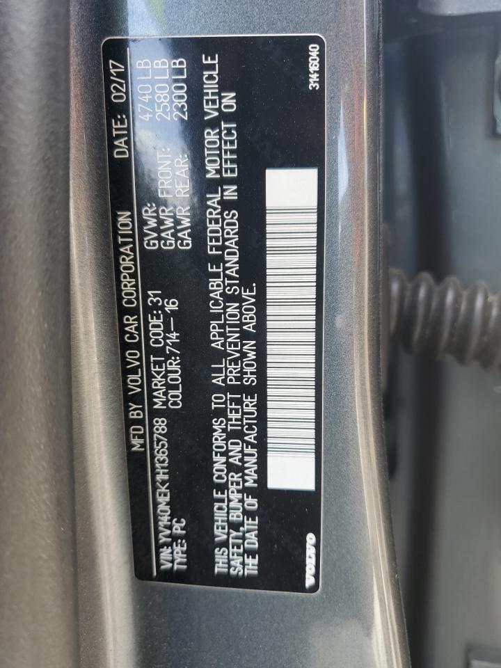 2017 Volvo V60 T5 Premier VIN: YV140MEK1H1365788 Lot: 82298955