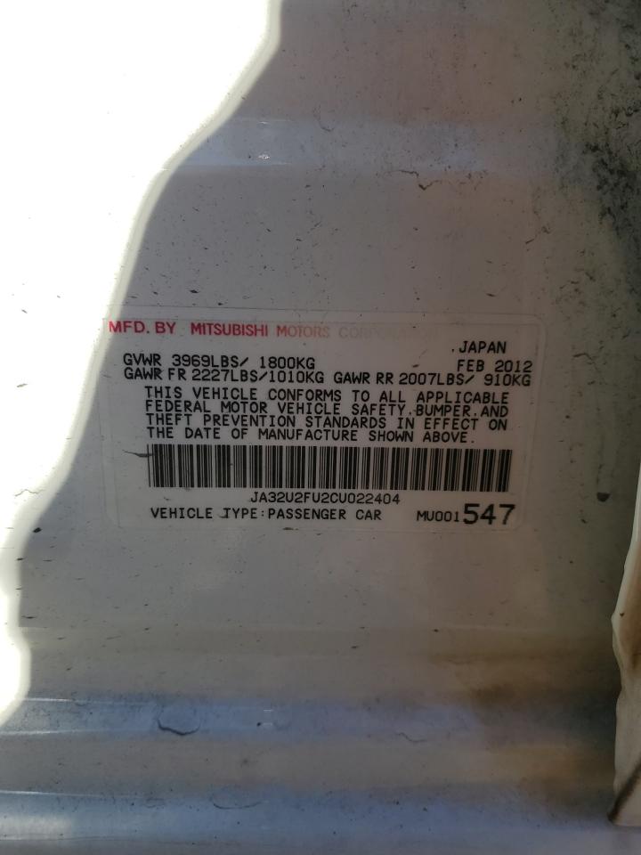 2012 Mitsubishi Lancer Es/Es Sport VIN: JA32U2FU2CU022404 Lot: 84996935