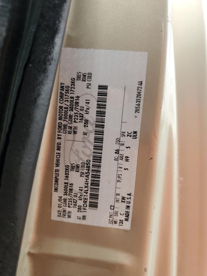 2004 Ford Econoline E150 Van VIN: 1FDRE14LX4HA54850 Lot: 90669475