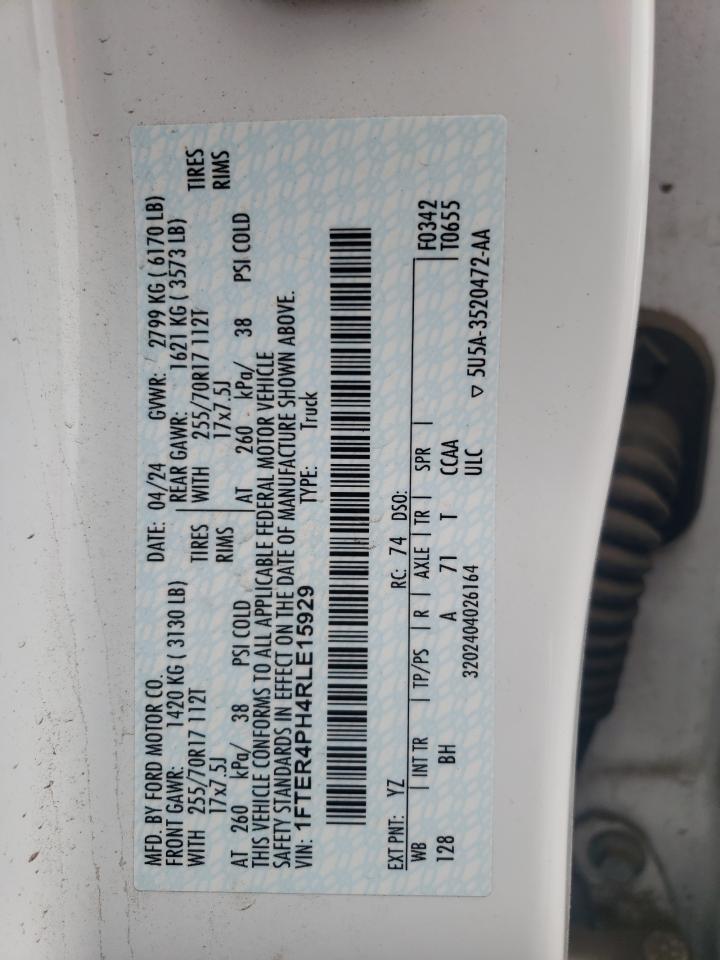 2024 Ford Ranger Xl VIN: 1FTER4PH4RLE15929 Lot: 85579555