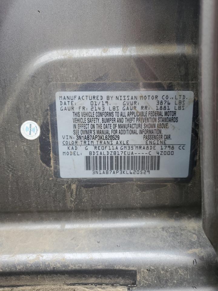 2019 Nissan Sentra S VIN: 3N1AB7AP3KL620529 Lot: 82618225