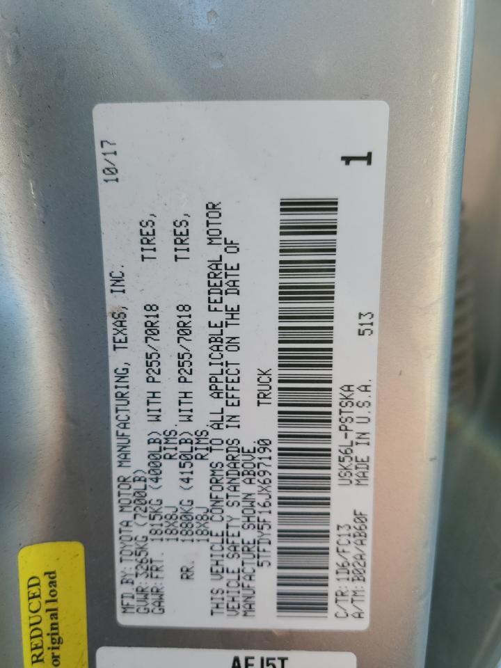 2018 Toyota Tundra Crewmax Sr5 VIN: 5TFDY5F16JX697190 Lot: 86702665