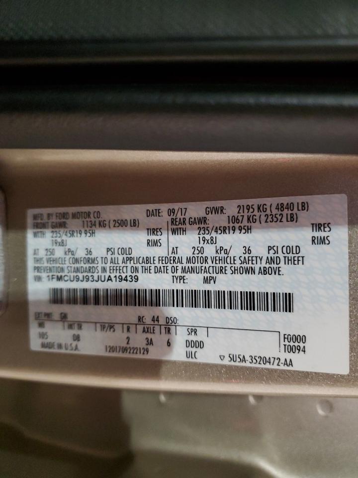 2018 Ford Escape Titanium VIN: 1FMCU9J93JUA19439 Lot: 87193945