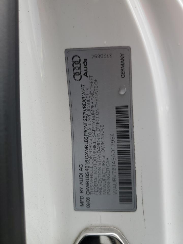 2009 Audi S5 Quattro VIN: WAURV78T49A017954 Lot: 84803885