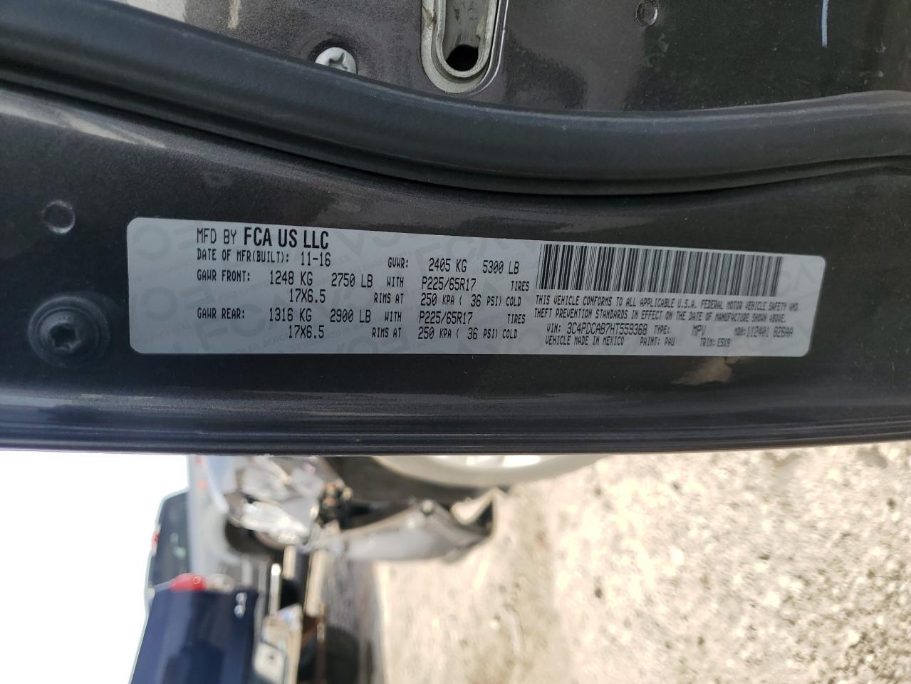 2017 Dodge Journey Se VIN: 3C4PDCAB7HT559368 Lot: 82581505