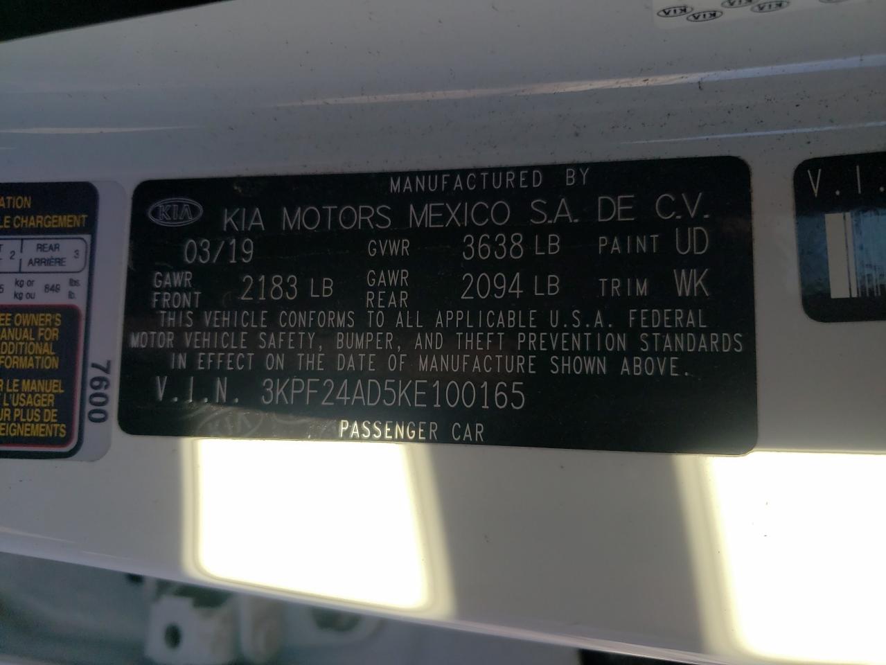 2019 Kia Forte Fe VIN: 3KPF24AD5KE100165 Lot: 82487725