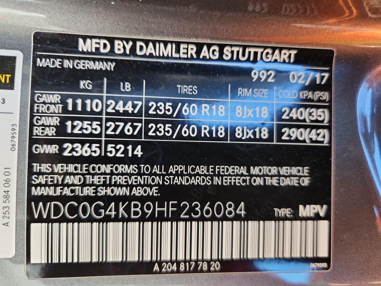 2017 Mercedes-Benz Glc 300 4Matic VIN: WDC0G4KB9HF236084 Lot: 90550645