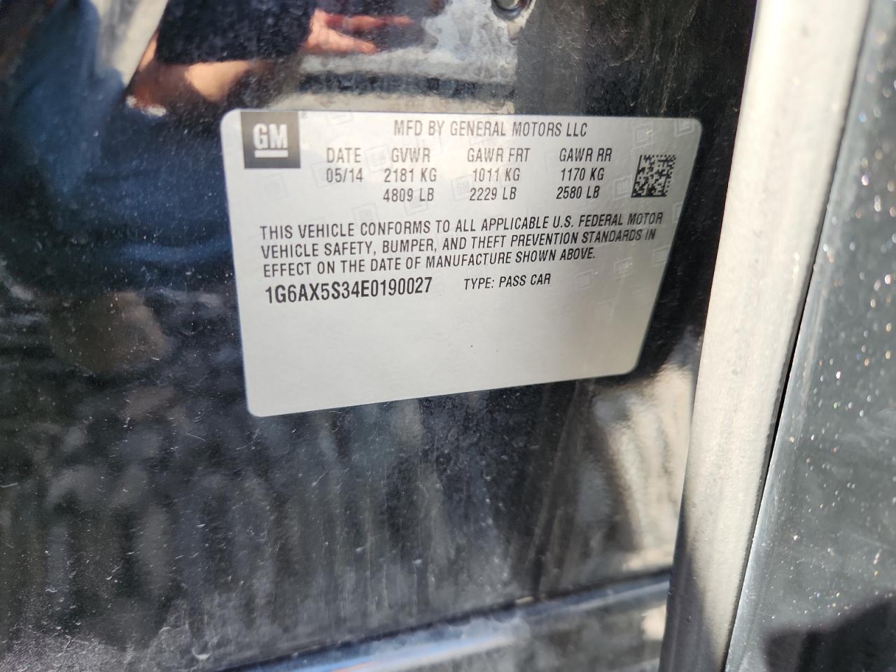 2014 Cadillac Cts Luxury Collection VIN: 1G6AX5S34E0190027 Lot: 89503405