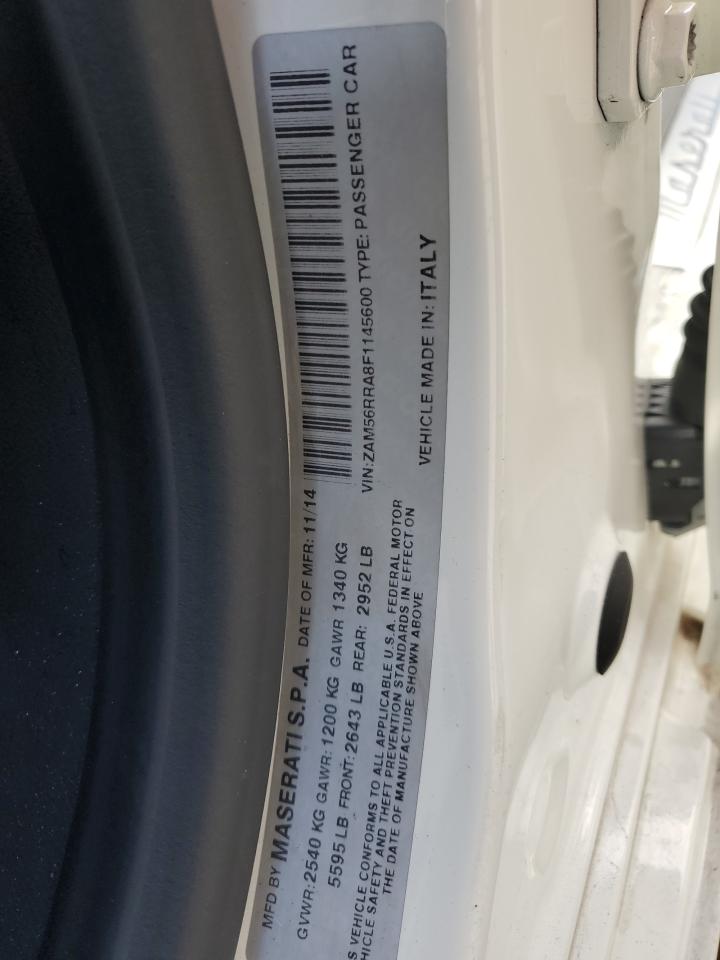 2015 Maserati Quattroporte S VIN: ZAM56RRA8F1145600 Lot: 87187215