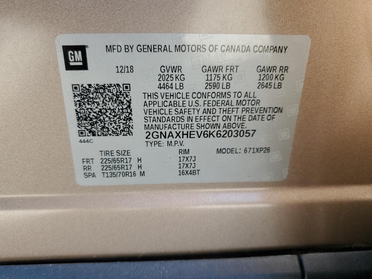 2019 Chevrolet Equinox Ls VIN: 2GNAXHEV6K6203057 Lot: 84860685