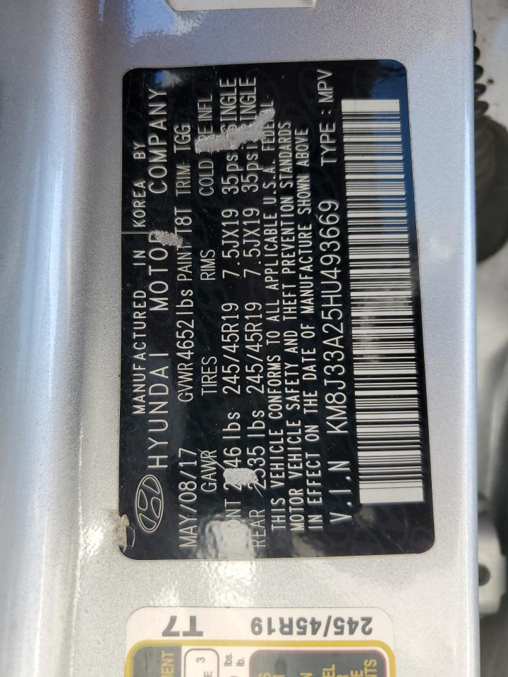 2017 Hyundai Tucson Limited VIN: KM8J33A25HU493669 Lot: 85531025