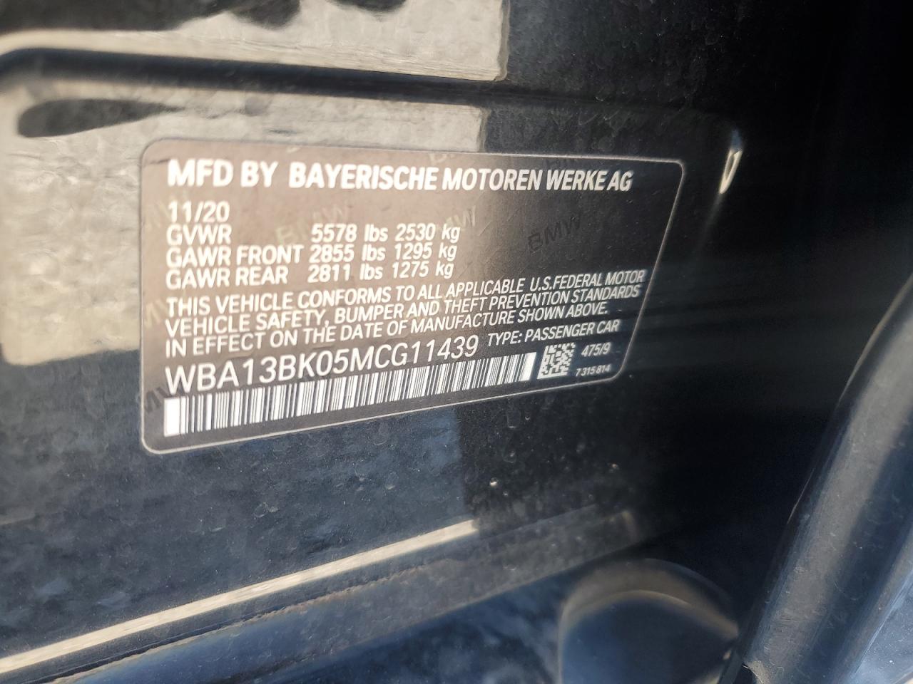 2021 BMW M550Xi VIN: WBA13BK05MCG11439 Lot: 85723405