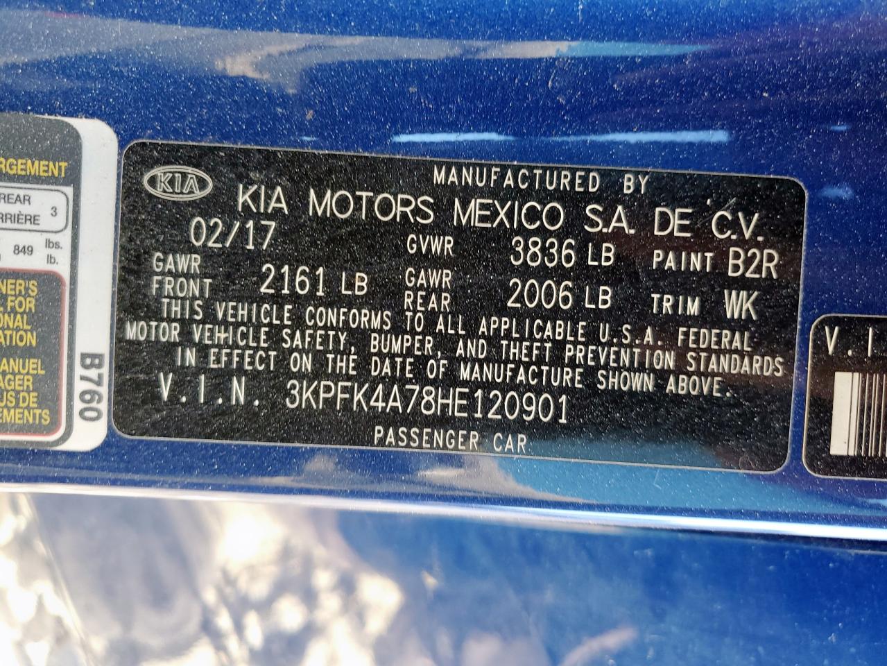2017 Kia Forte Lx VIN: 3KPFK4A78HE120901 Lot: 86232285