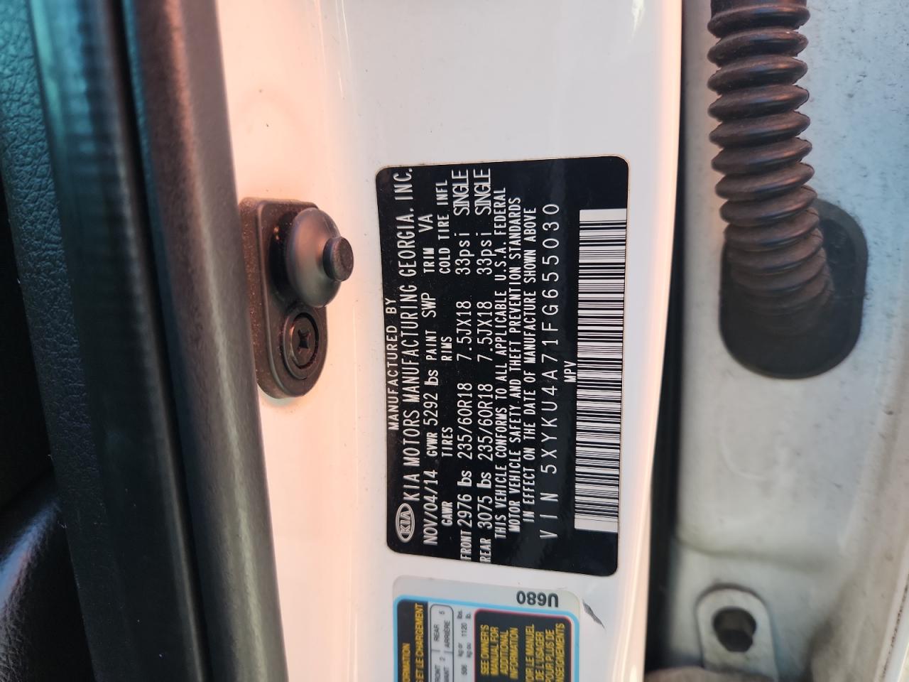 2015 Kia Sorento Ex VIN: 5XYKU4A71FG655030 Lot: 81982825